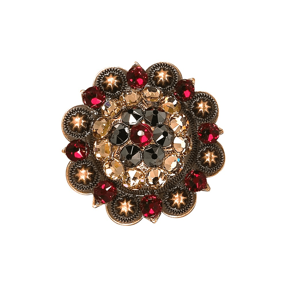 Ruby Jet & Champagne Copper 2" European Crystal Concho - RODEO DRIVE