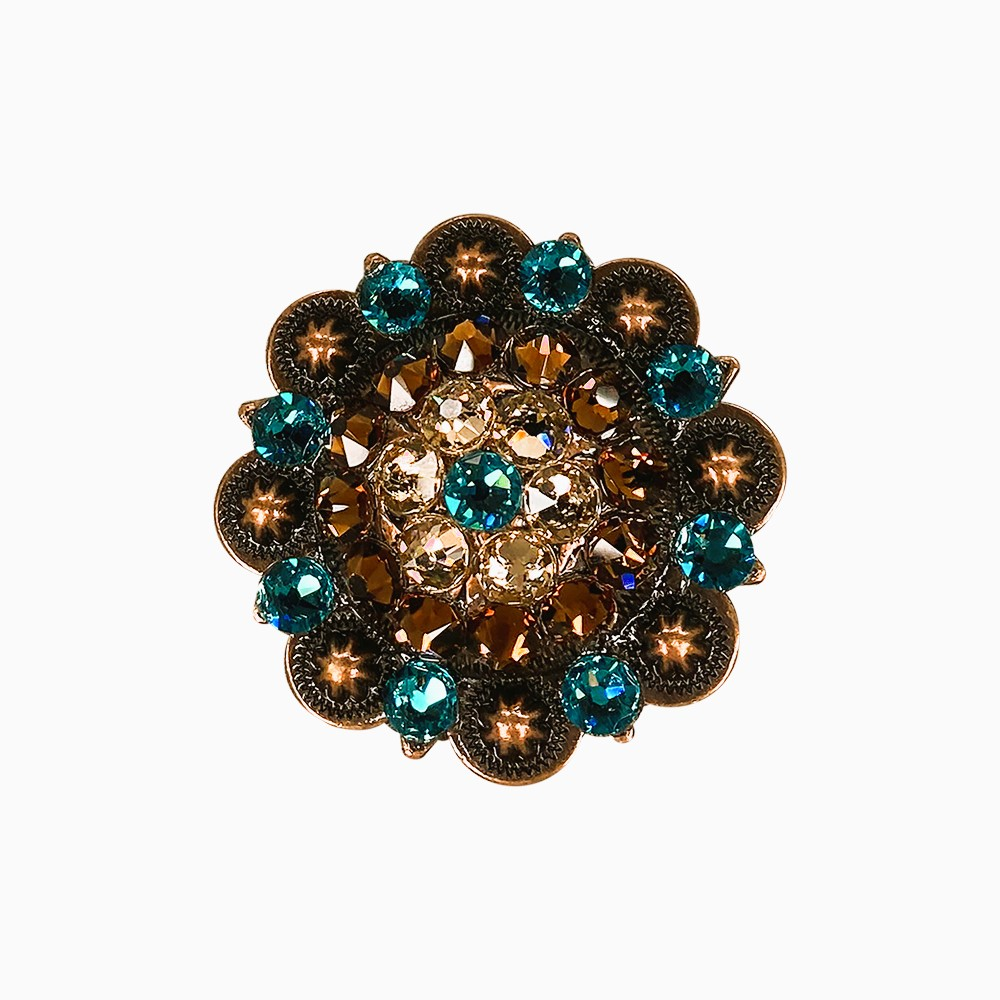 Copper Teal - Champagne - Topaz - Crystal Conchos Sizes from 1"-3" and Buckles