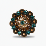 Copper Teal - Champagne - Topaz Crystal Conchos | Sizes 1"- 3" | Buckles | Saddle Set | Leather Rosettes | Slide