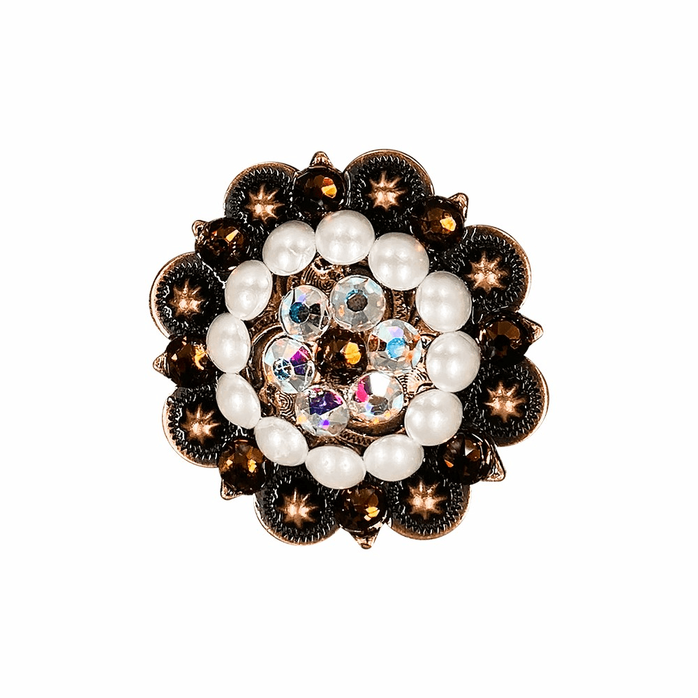 Topaz, AB & Pearl Copper 2" European Crystal Concho - RODEO DRIVE