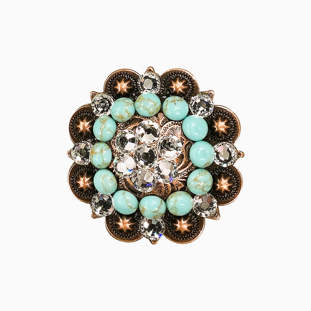Copper Turquoise - Clear - Crystal Conchos Sizes from 1