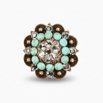 Copper Turquoise - Clear Crystal Conchos | Sizes 1"- 3" | Buckles | Saddle Set | Leather Rosettes | Slide