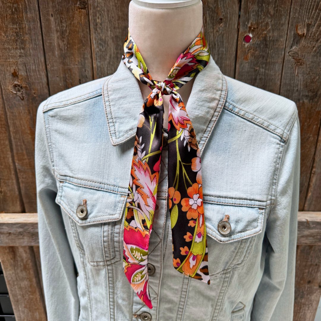 Cheetah and Floral Wild_Rag_Scarf_for_NFR_Cowgirls_Rodeo_Drive_Conchos