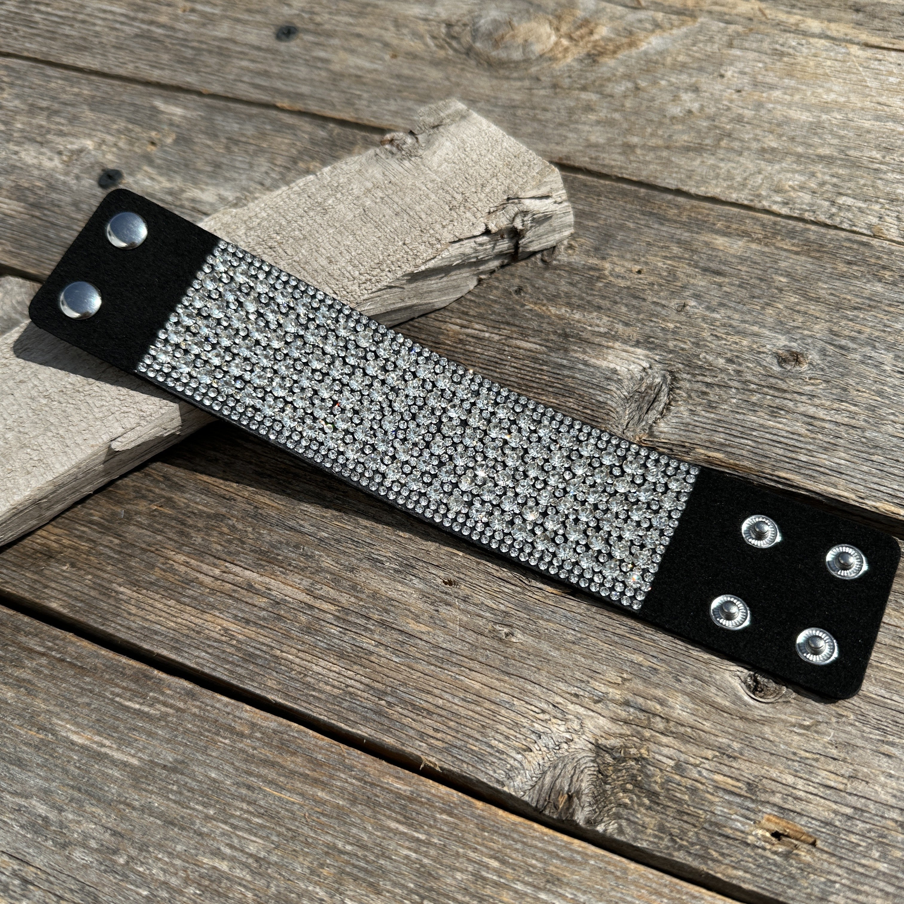 Clear Glitter western rustic NFR style bracelet - Rodeo Drive Conchos 