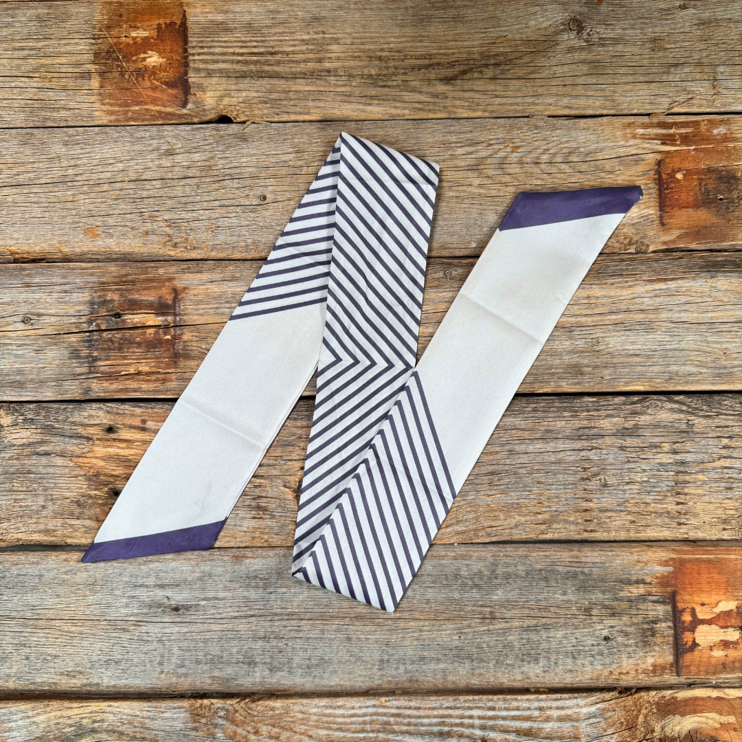 Cream and Blue Stripes Western_Wild_Rag_Scarf_for_Cowgirls_Rodeo_Drive_Conchos