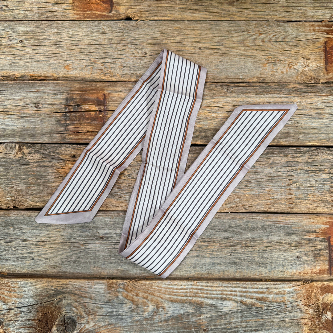 Cream and Brown Stripes Western_Wild_Rag_Scarf_for_Cowgirls_Rodeo_Drive_Conchos