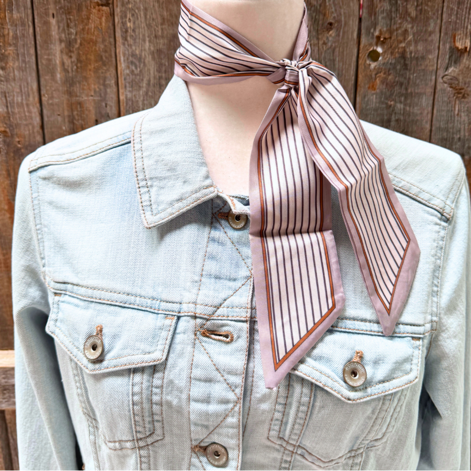 Cream and Brown Stipes Wild_Rag_Scarf_for_NFR_Cowgirls_Rodeo_Drive_Conchos