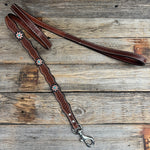 Genuine Leather Dog Collar or Leash With Copper Turquoise Sunflower Conchos 10" to 22" W188S orDC1006