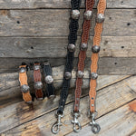 Genuine Leather Dog Collar or Leash With Antique Silver Texas Star Conchos 10" to 22" W187S -DC59