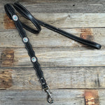 Genuine Leather Dog Collar or Leash With Antique Silver Oval Conchos 10" to 22" W237S|DC66