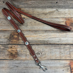Genuine Leather Dog Collar or Leash With Antique Silver Oval Conchos 10" to 22" W237S|DC66