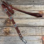 Genuine Leather Dog Collar or Leash With Copper Flower Conchos 12" to 22" W111S -DC7