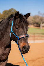 Blue Mule Tape Halter - Feathers and Turquoise #MT214
