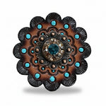 Copper Teal - Champagne Crystal Conchos | Sizes 1"- 3" | Buckles | Saddle Set | Leather Rosettes | Slide