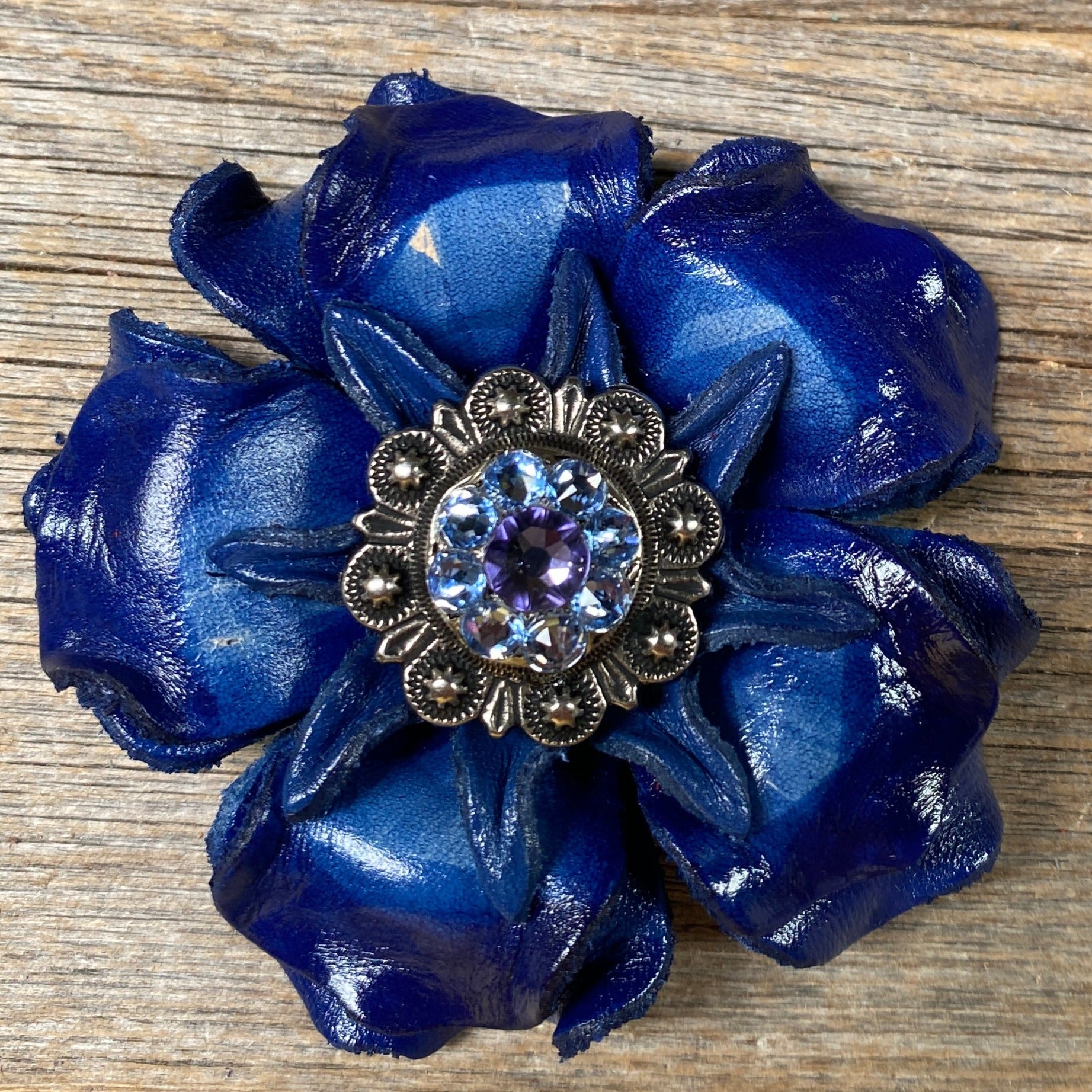 Blue Gardenia Leather Flowers - 1