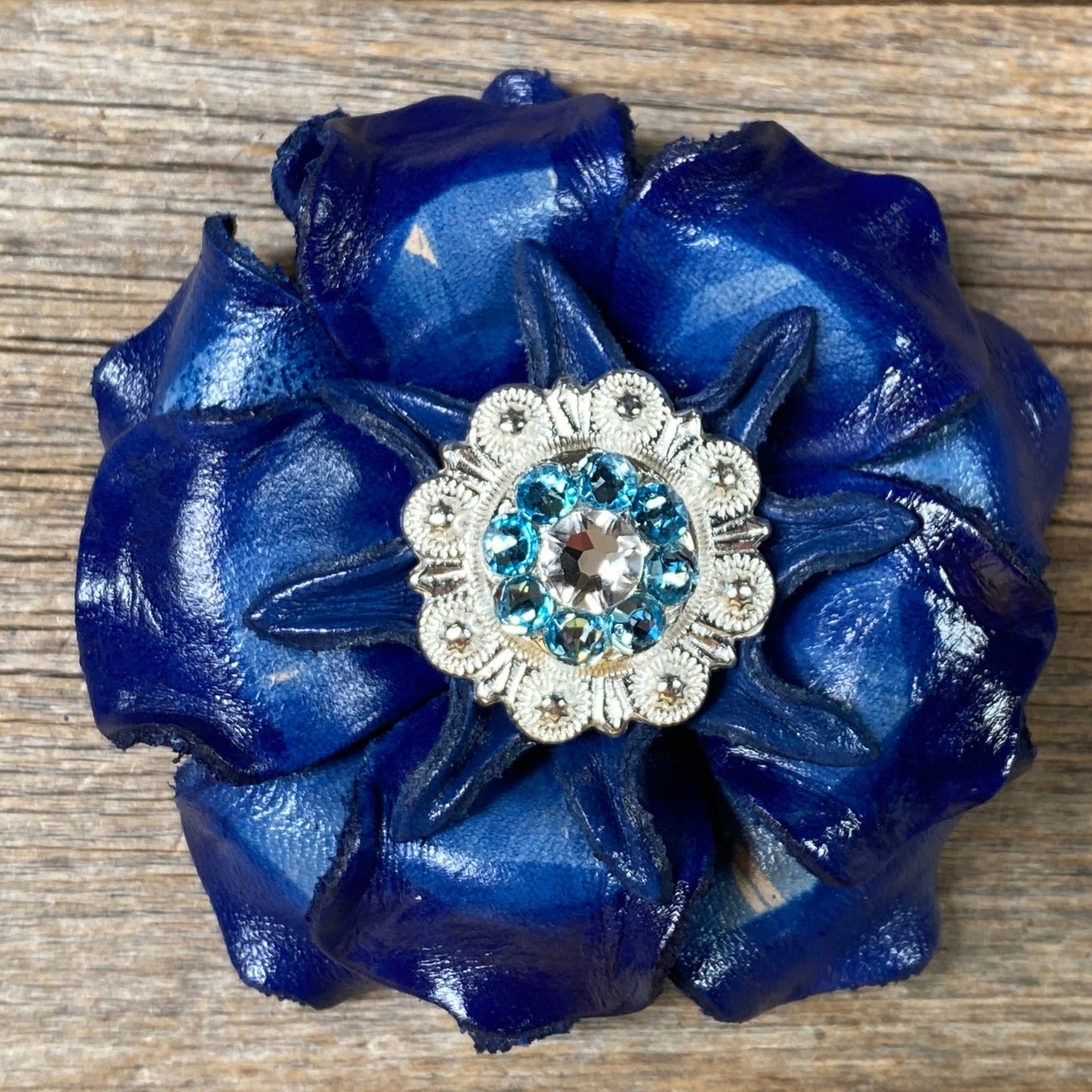 Blue Gardenia Leather Flowers - 1