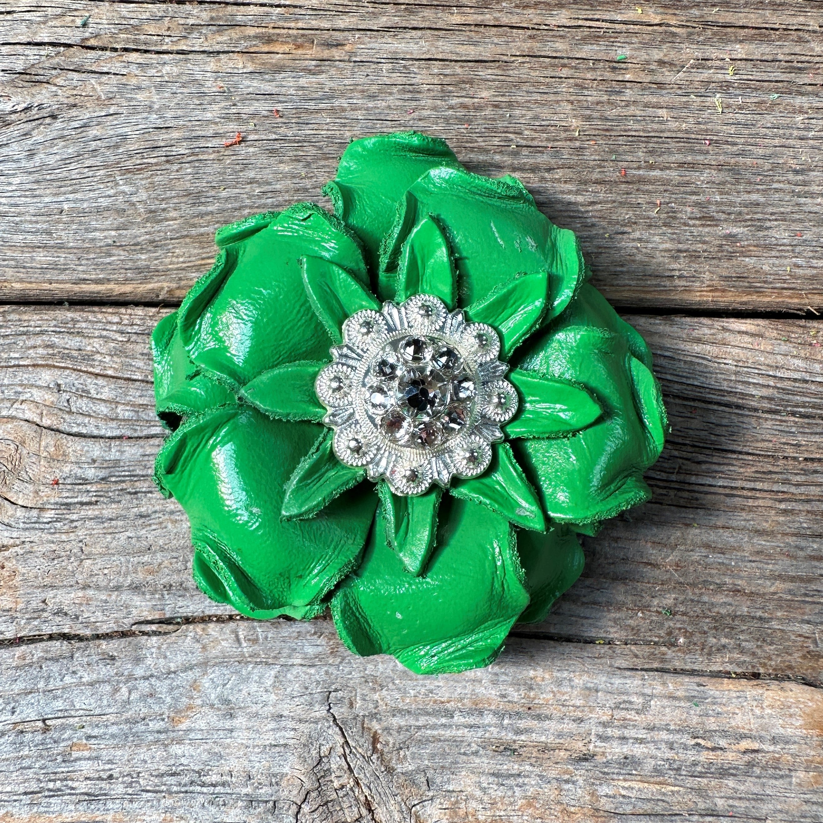 Green Gardenia Leather Flowers - 1