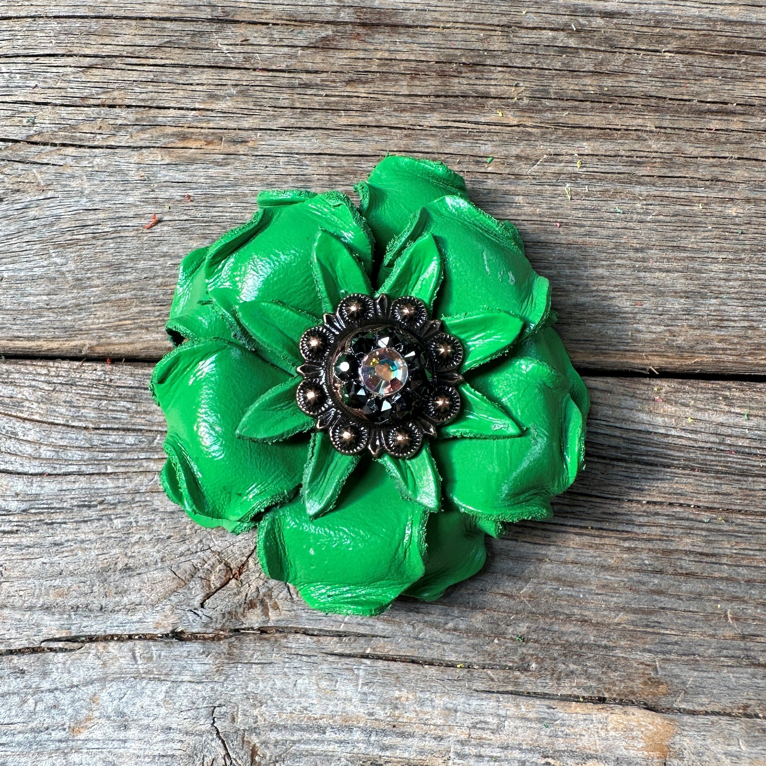 Green Gardenia Leather Flowers - 1