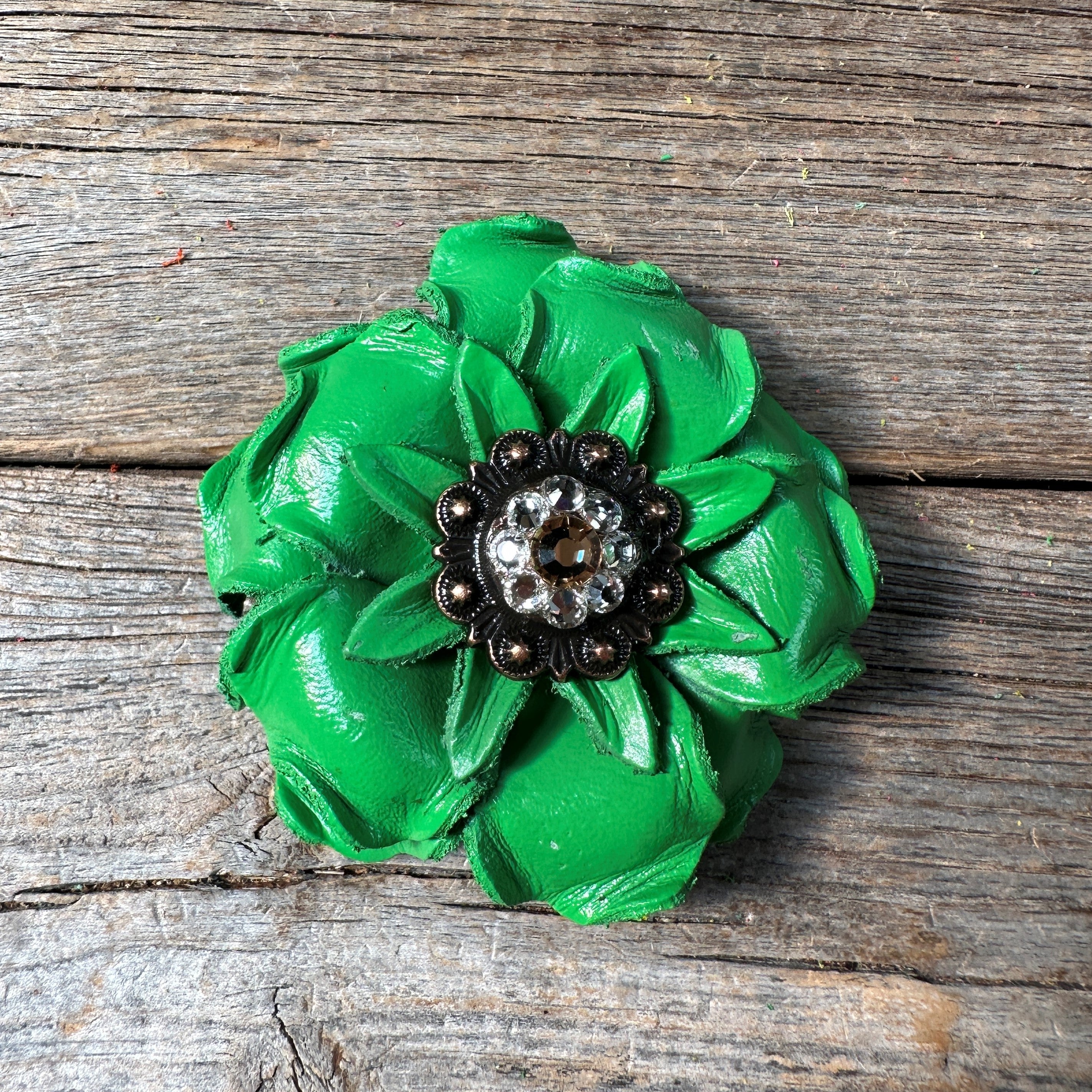 Green Gardenia Leather Flowers - 1