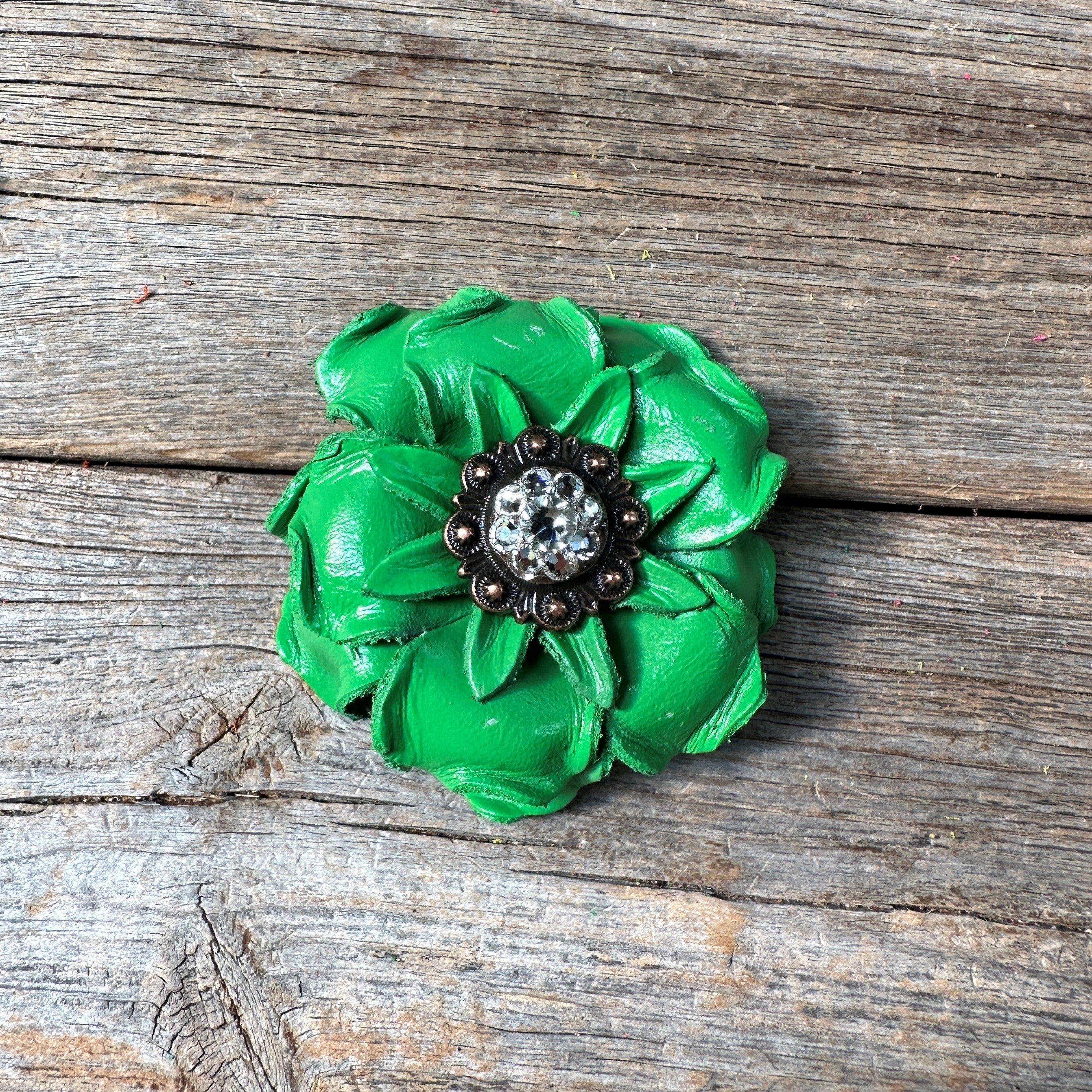 Green Gardenia Leather Flowers - 1