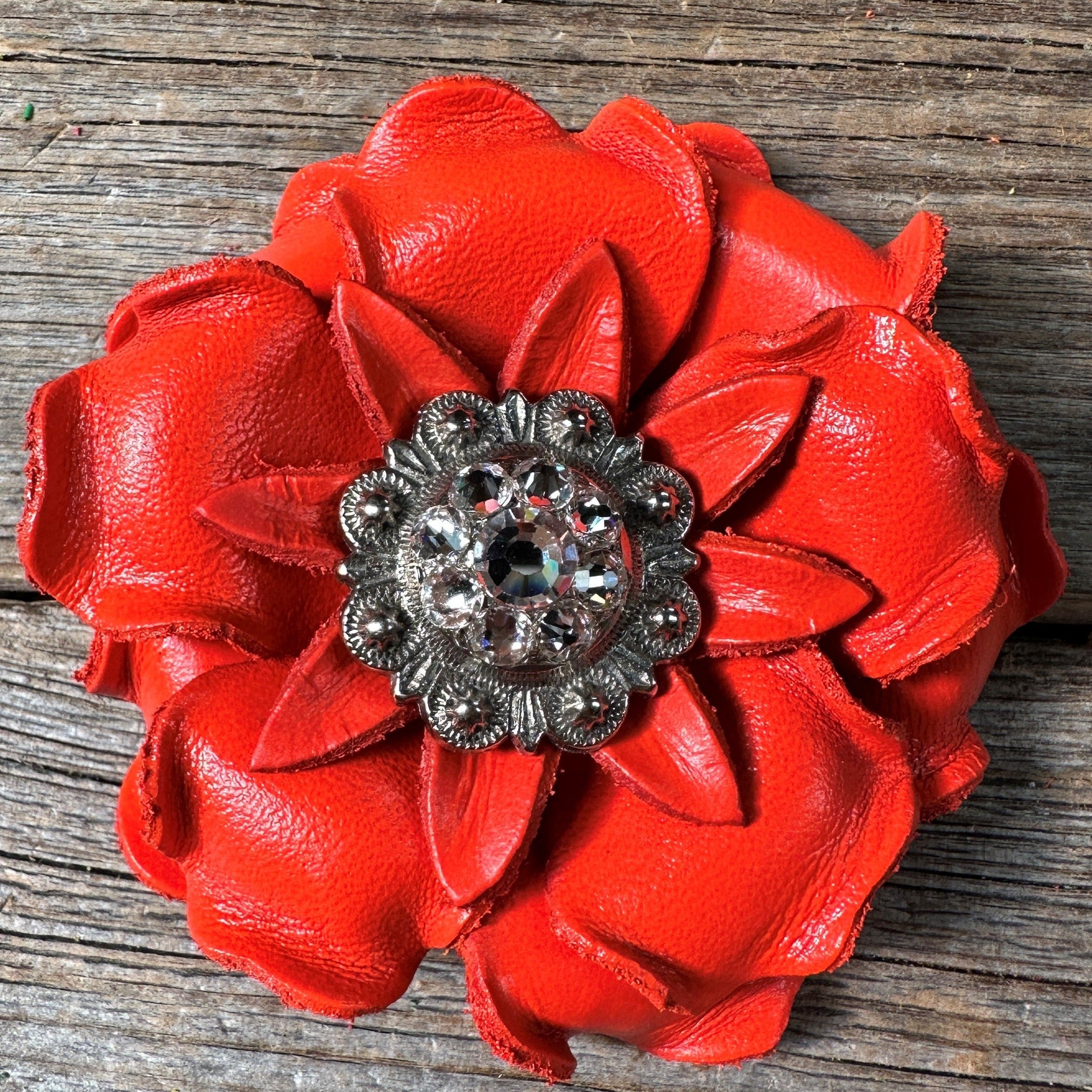 Bright Orange Gardenia Leather Flowers - 1