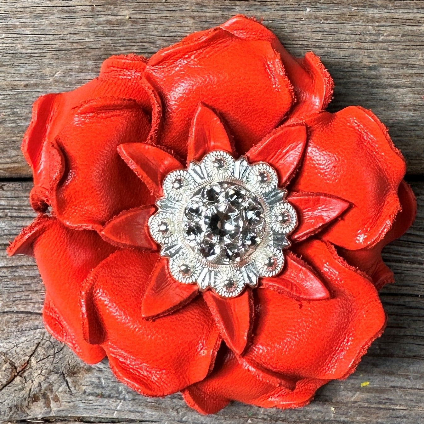Bright Orange Gardenia Leather Flowers - 1