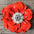 Bright Orange Gardenia Leather Flowers - 1" Crystal Conchos - Options