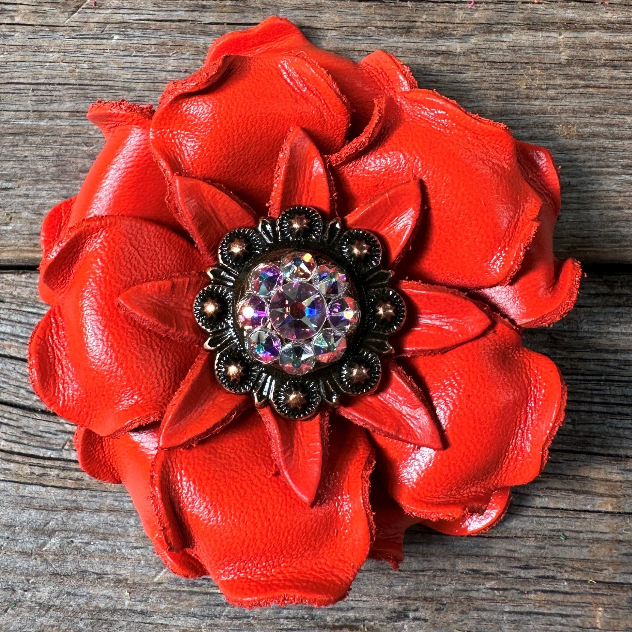 Bright Orange Gardenia Leather Flowers - 1