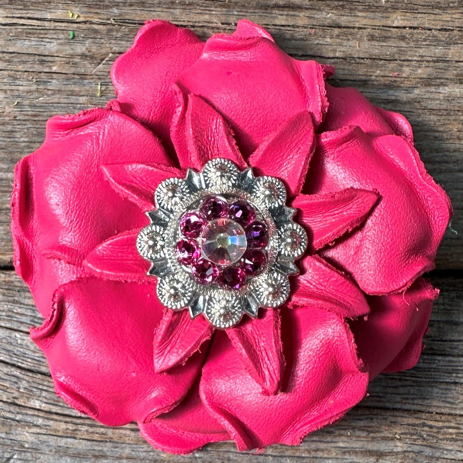 Bright Pink Gardenia Leather Flowers - 1