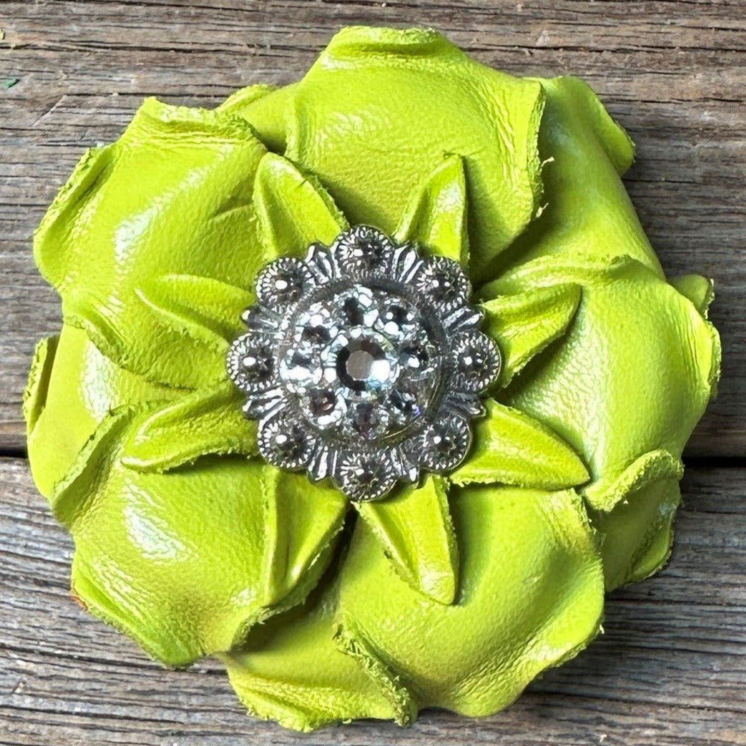 Lime Gardenia Leather Flowers - 1