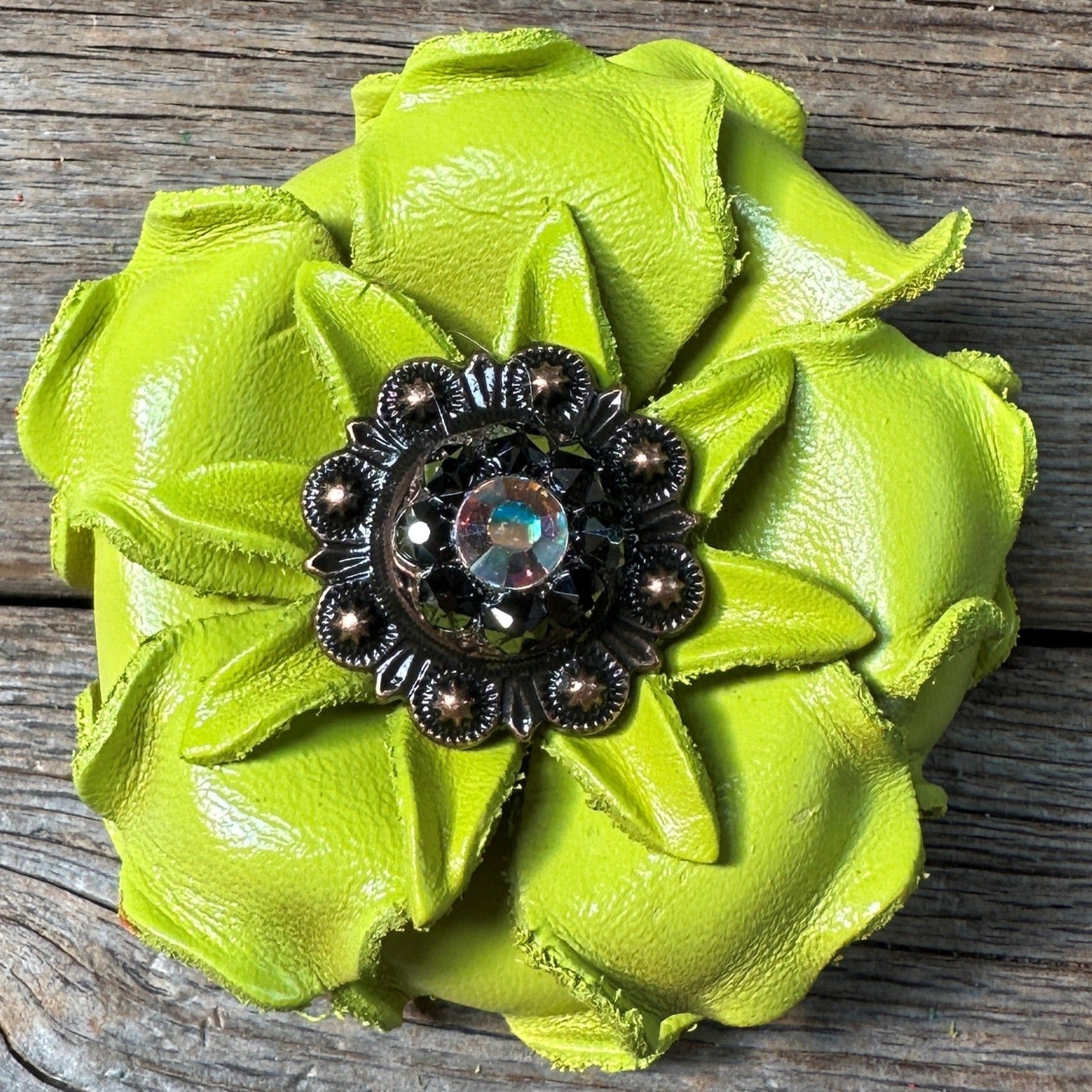 Lime Gardenia Leather Flowers - 1