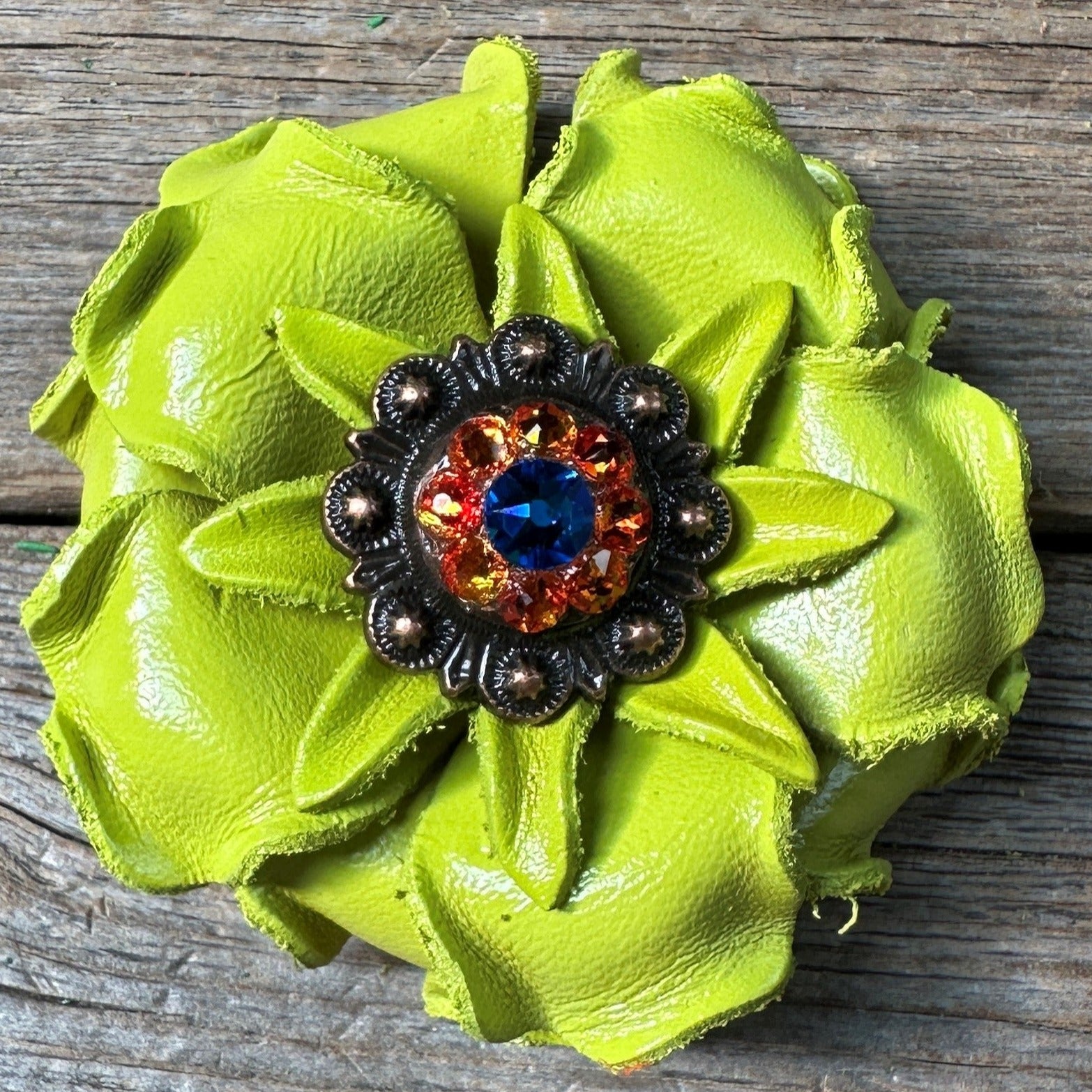 Lime Gardenia Leather Flowers - 1