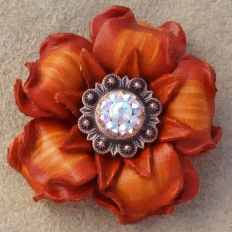 Orange Gardenia Leather Flowers - 1