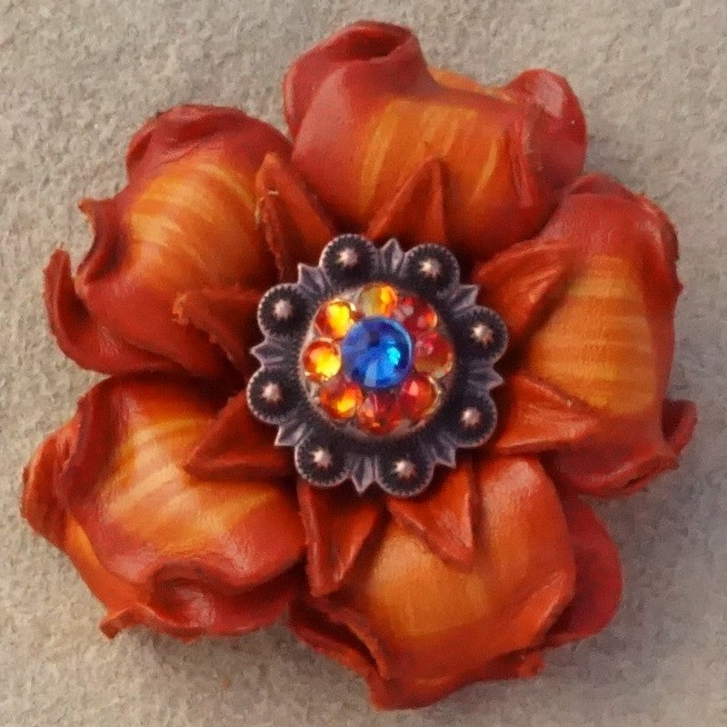 Orange Gardenia Leather Flowers - 1