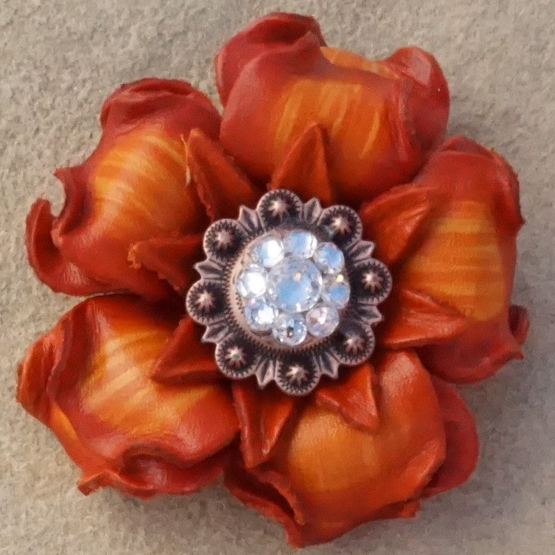 Orange Gardenia Leather Flowers - 1