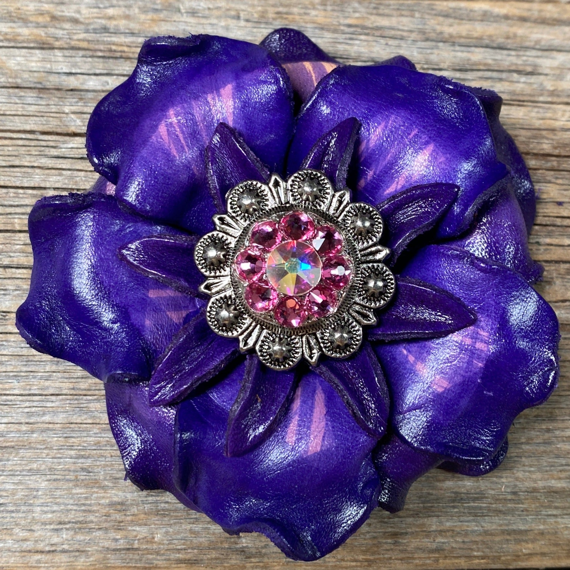 Purple Gardenia Leather Flowers - 1