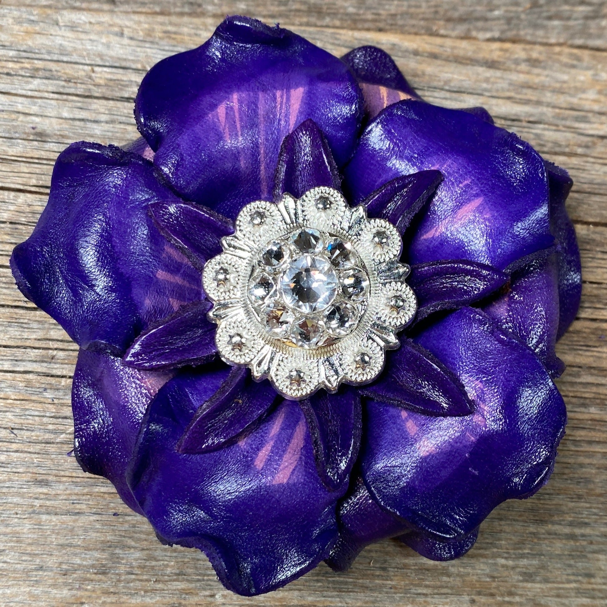 Purple Gardenia Leather Flowers - 1