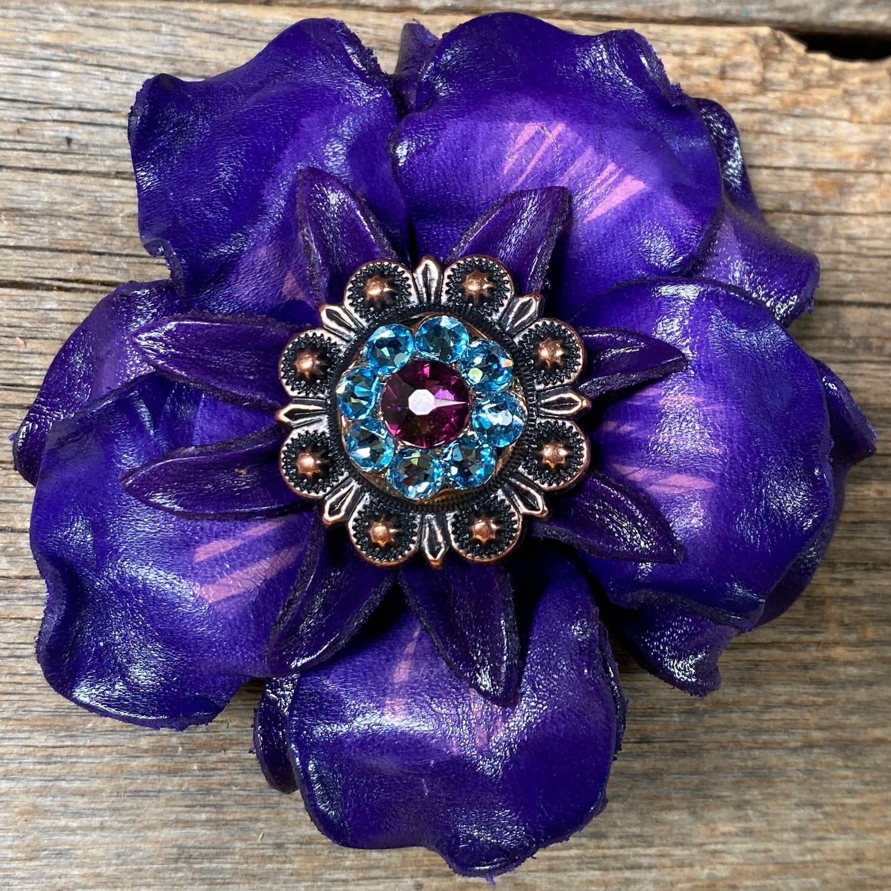 Purple Gardenia Leather Flowers - 1