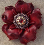 Red Gardenia Leather Flowers - 1" Crystal Conchos - Options