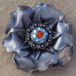 Silver Gardenia Leather Flowers - 1" Crystal Conchos - Options