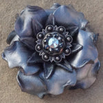 Silver Gardenia Leather Flowers - 1" Crystal Conchos - Options
