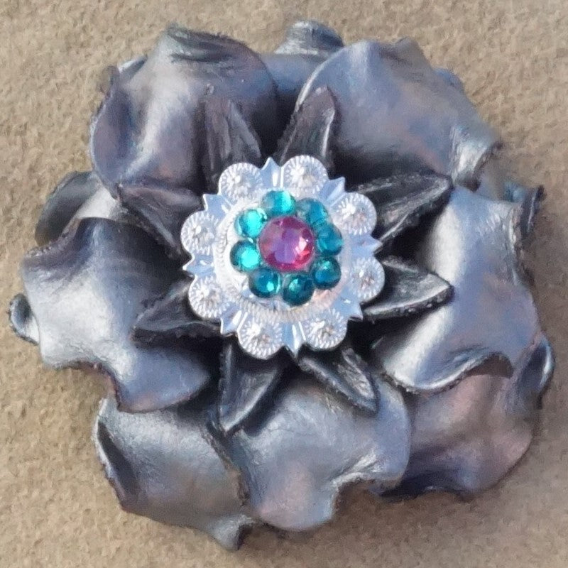 Silver Gardenia Leather Flowers - 1