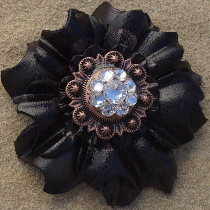 Black Carnations Leather Flowers - 1