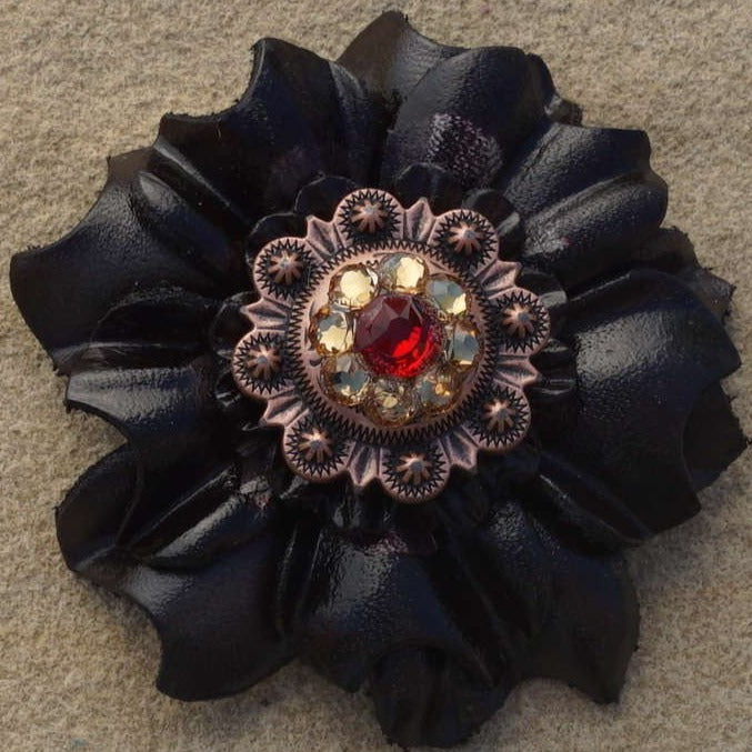 Black Carnations Leather Flowers - 1