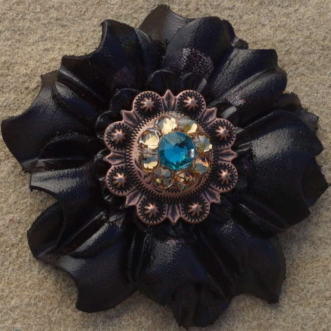 Black Carnations Leather Flowers - 1