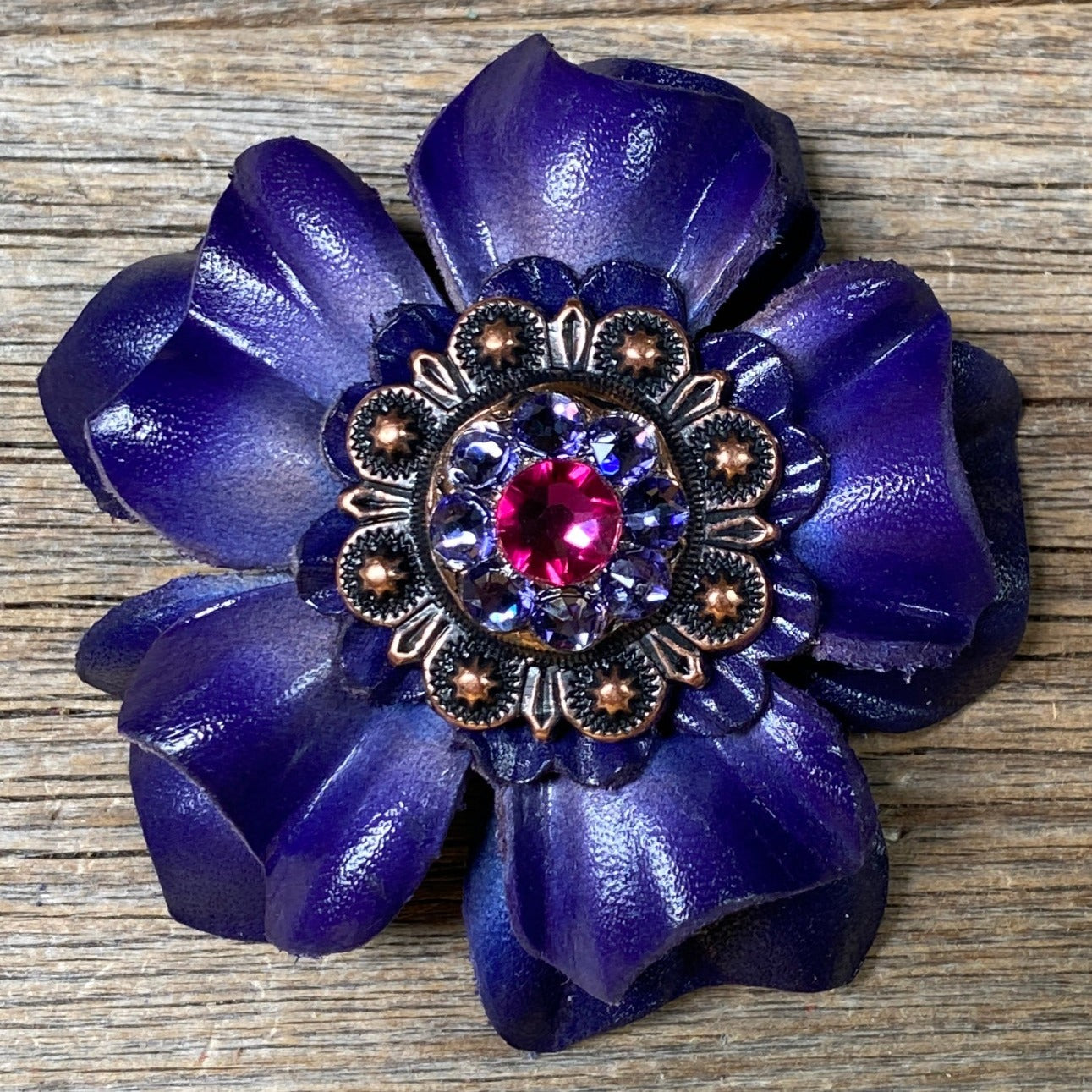 Blue Carnations Leather Flowers - 1