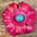 Hand Painted Leather Flowers - Carnations - Round Turquoise Cabochons