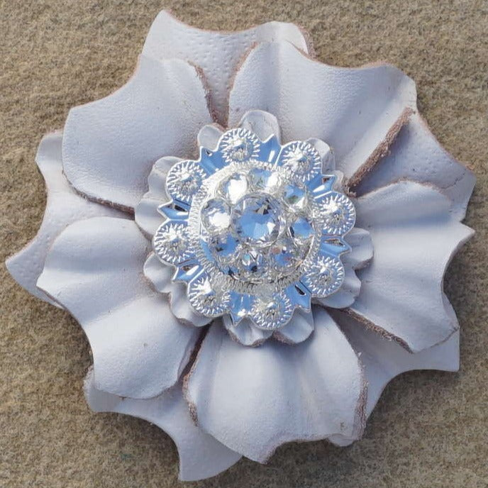 White Carnations Leather Flowers - 1