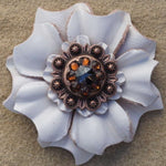 White Carnations Leather Flowers - 1" Crystal Conchos - Options