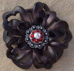 Black Lotus Leather Flowers - 1" Crystal Conchos - Options